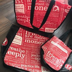 Set of three Lulu Lemon 🍋 Bags 2 LG. 1 Small.
